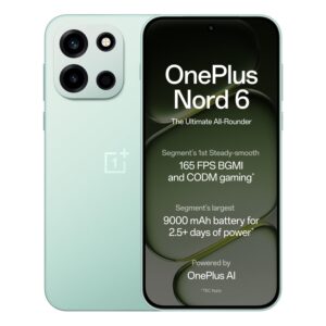 oneplus nord 6 | 8gb+256gb | mint green | snapdragon 8s gen 4 | segment's first stable 165fps gaming | segment's largest 9000mah battery