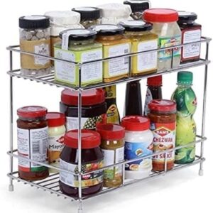 stainless steel 2 tier countertop kitchen rack|pantry storage organizer | multipurpose storage organizer