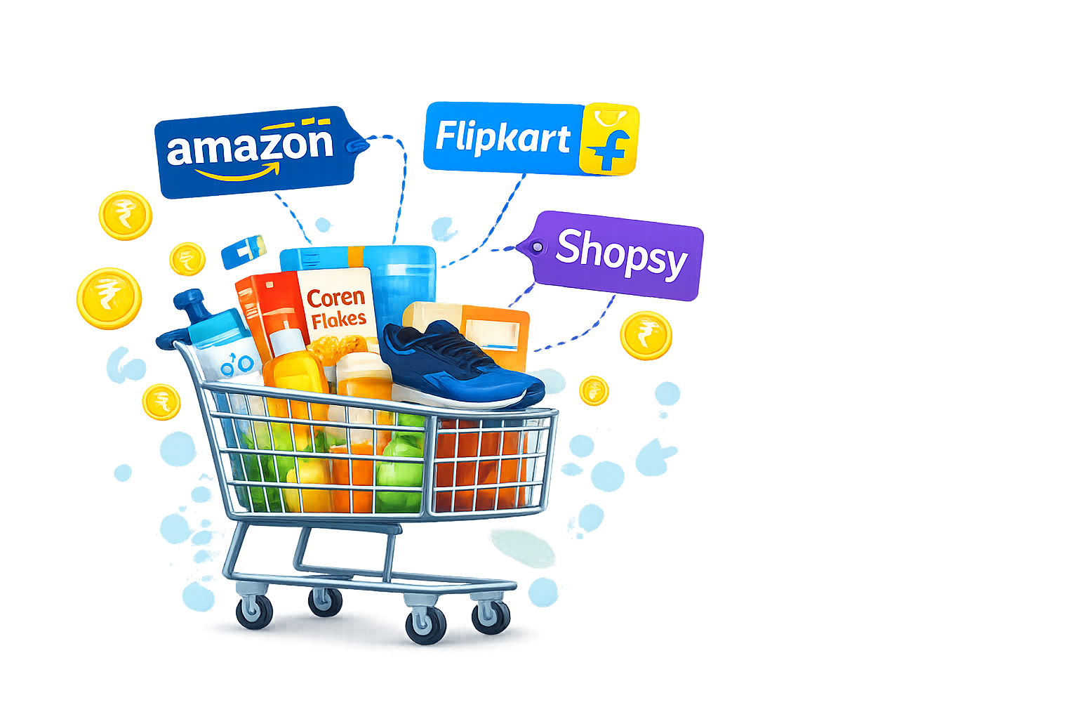 About (transback) online shopping frenzy with iconic logos